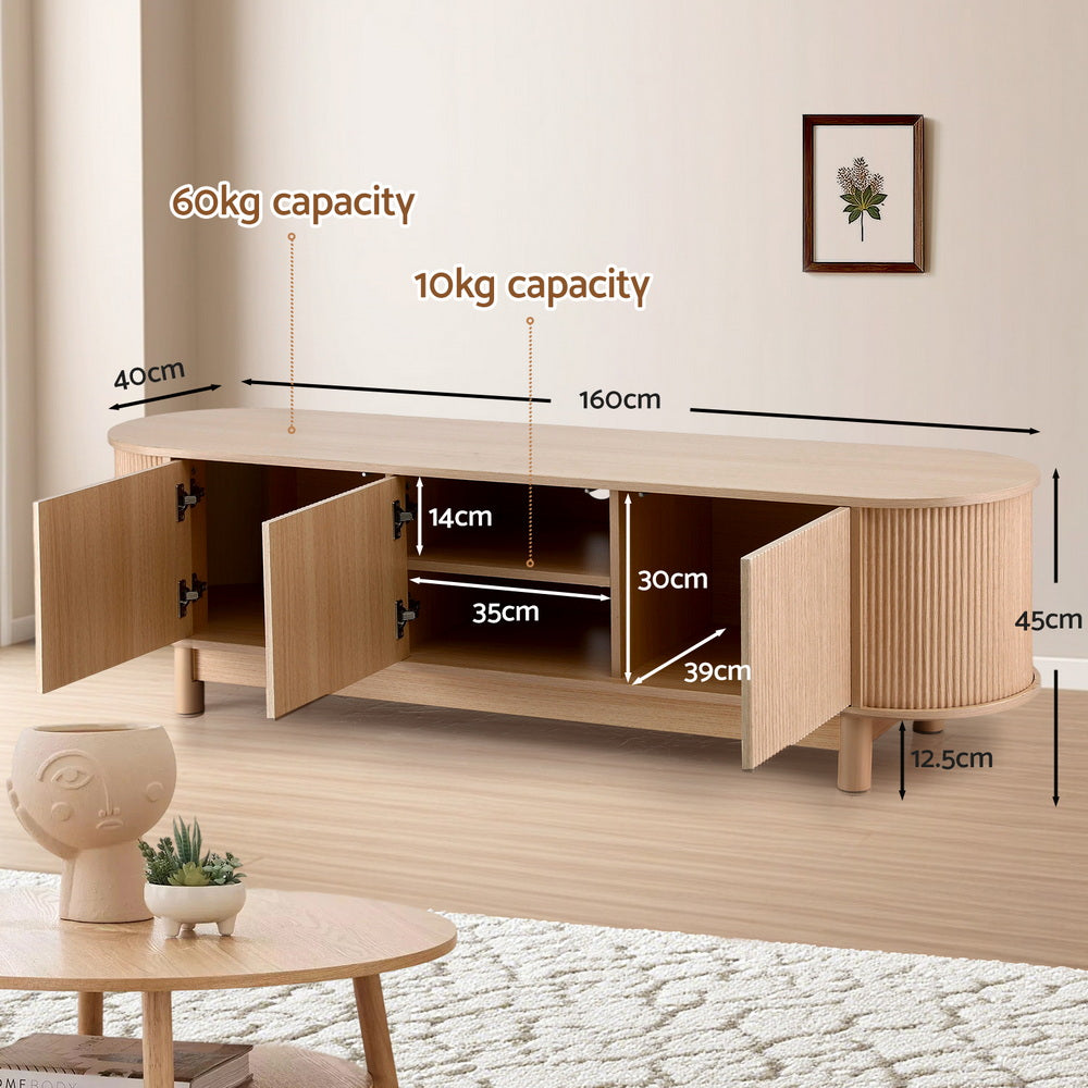 Artiss TV Unit Entertainment Unit Storage Cabinet 160cm Pine-Furniture > Living Room > TV Units-PEROZ Accessories