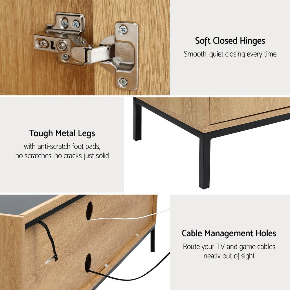 Artiss TV Unit Entertainment Unit Storage Cabinet Shelf 160cm Pine-Furniture > Living Room > TV Units-PEROZ Accessories
