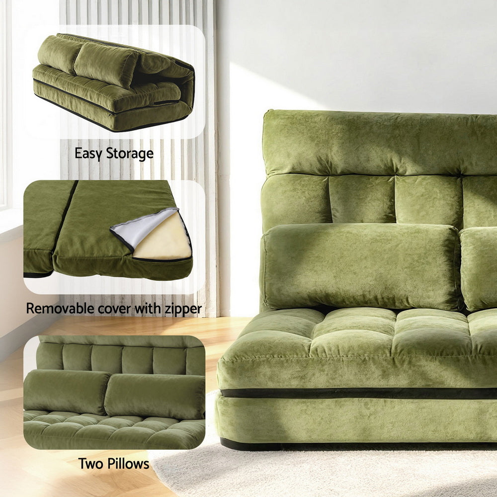 ArtissLounge Sofa Bed 2 seater Green Fabric-Furniture > Bar Stools & Chairs > Arm Chairs & Recliners-PEROZ Accessories