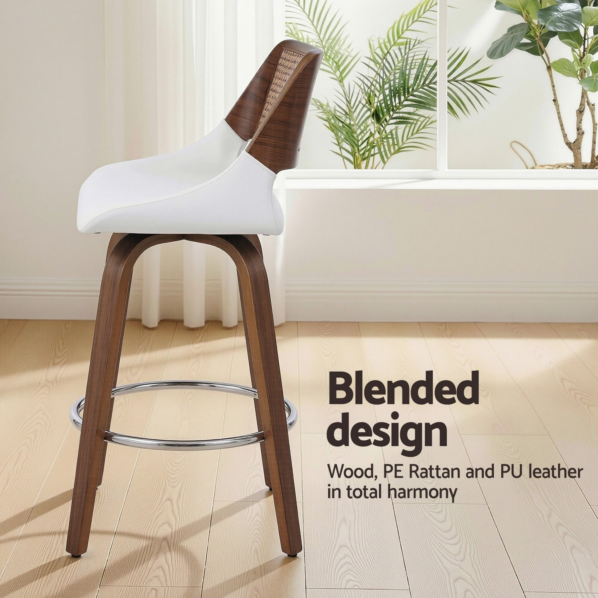 Artiss Wooden Bar Stools Swivel Kitchen Counter Stool Chair 60cm Seat Height-Furniture > Bar Stools & Chairs > Table & Bar Stools-PEROZ Accessories