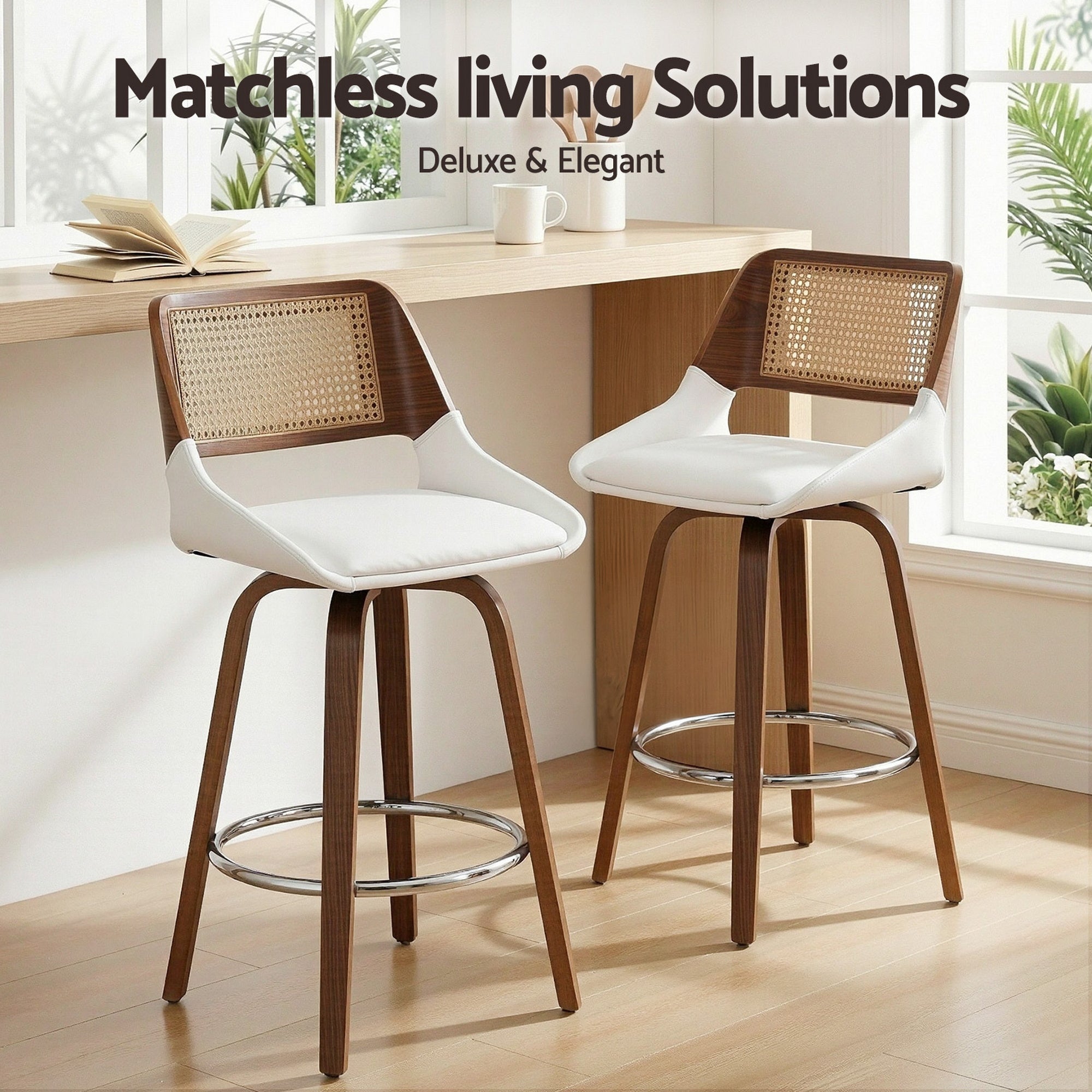 Artiss Wooden Bar Stools Set of 2 Swivel Kitchen Counter Stool Chair 60cm Seat Height-Furniture > Bar Stools & Chairs > Table & Bar Stools-PEROZ Accessories