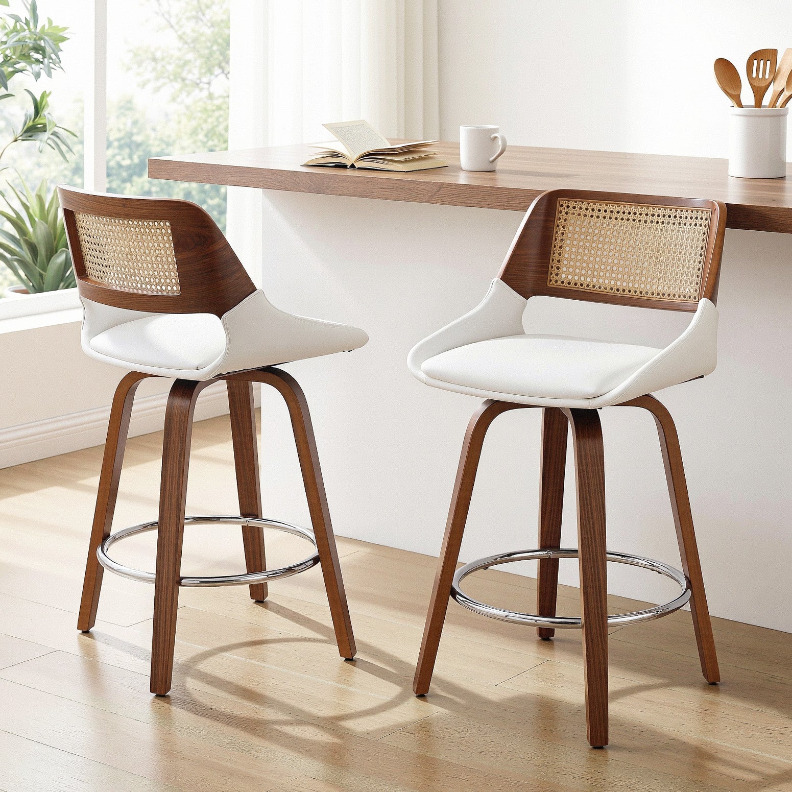 Artiss Wooden Bar Stools Set of 2 Swivel Kitchen Counter Stool Chair 60cm Seat Height-Furniture > Bar Stools & Chairs > Table & Bar Stools-PEROZ Accessories