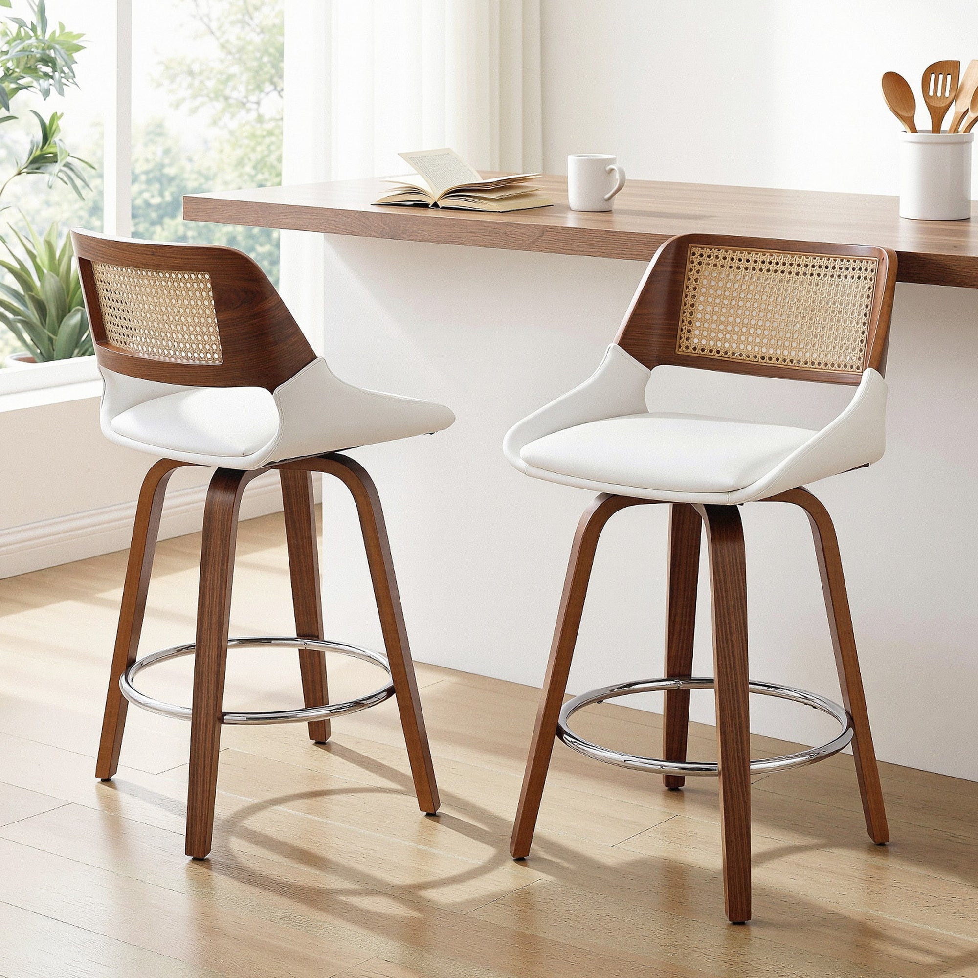 Artiss Wooden Bar Stools Set of 2 Swivel Kitchen Counter Stool Chair 60cm Seat Height-Furniture > Bar Stools & Chairs > Table & Bar Stools-PEROZ Accessories
