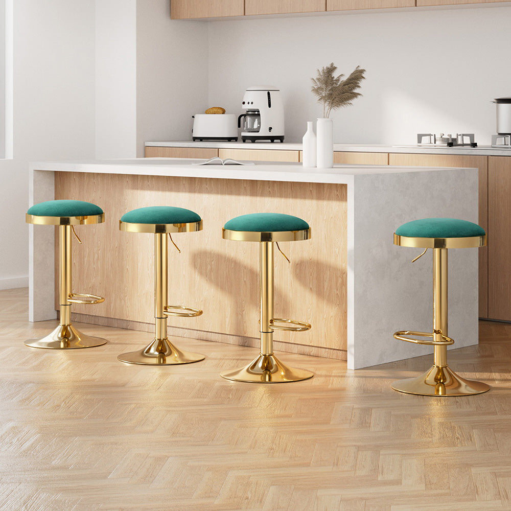 4x Artiss Bar Stools Kitchen Dining Chairs Velvet Padded Stool Green-Furniture > Bar Stools & Chairs > Table & Bar Stools-PEROZ Accessories