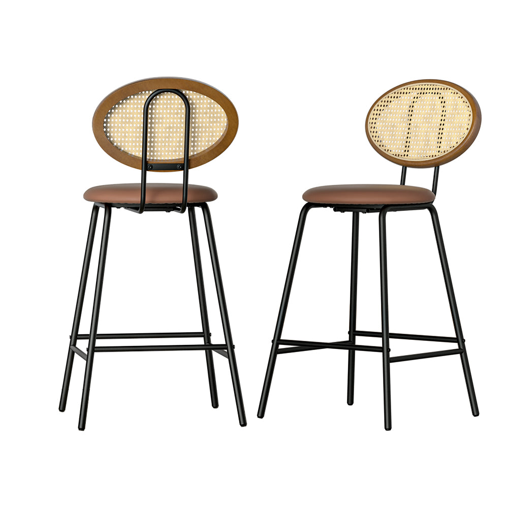 Artiss 2x Bar Stools PU Leather Stools Brown-Furniture > Bar Stools & Chairs-PEROZ Accessories