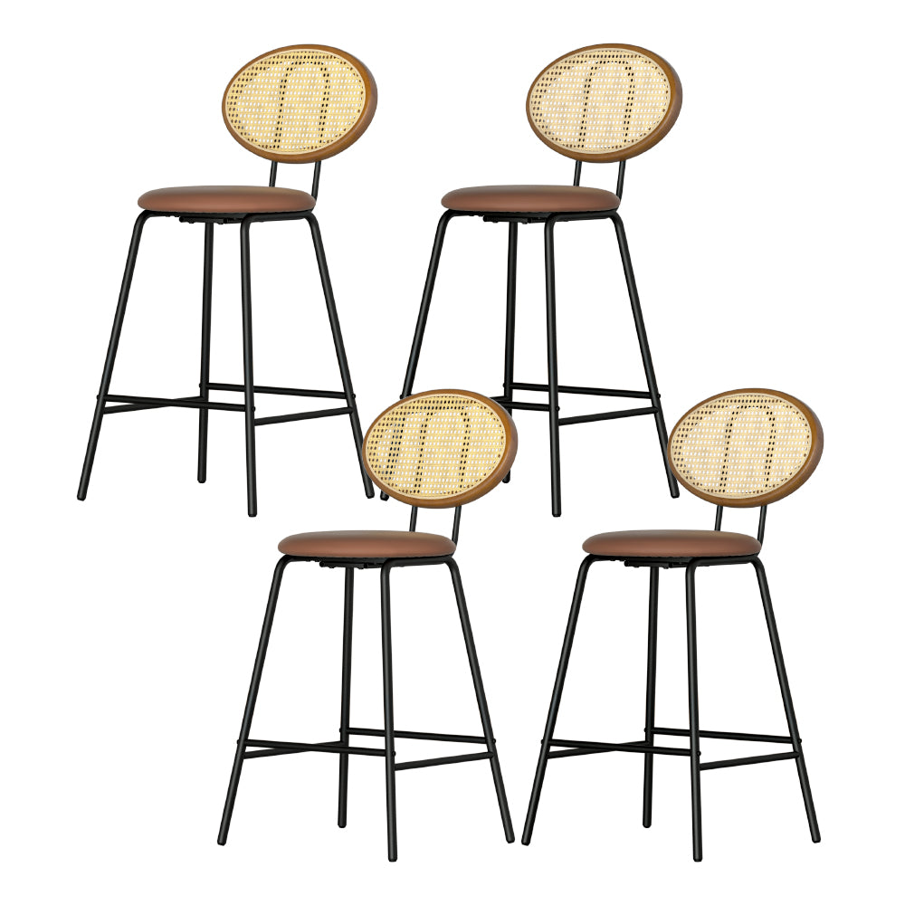 Artiss 4x Bar Stools PU Leather Stools Brown-Furniture > Bar Stools & Chairs > Table & Bar Stools-PEROZ Accessories