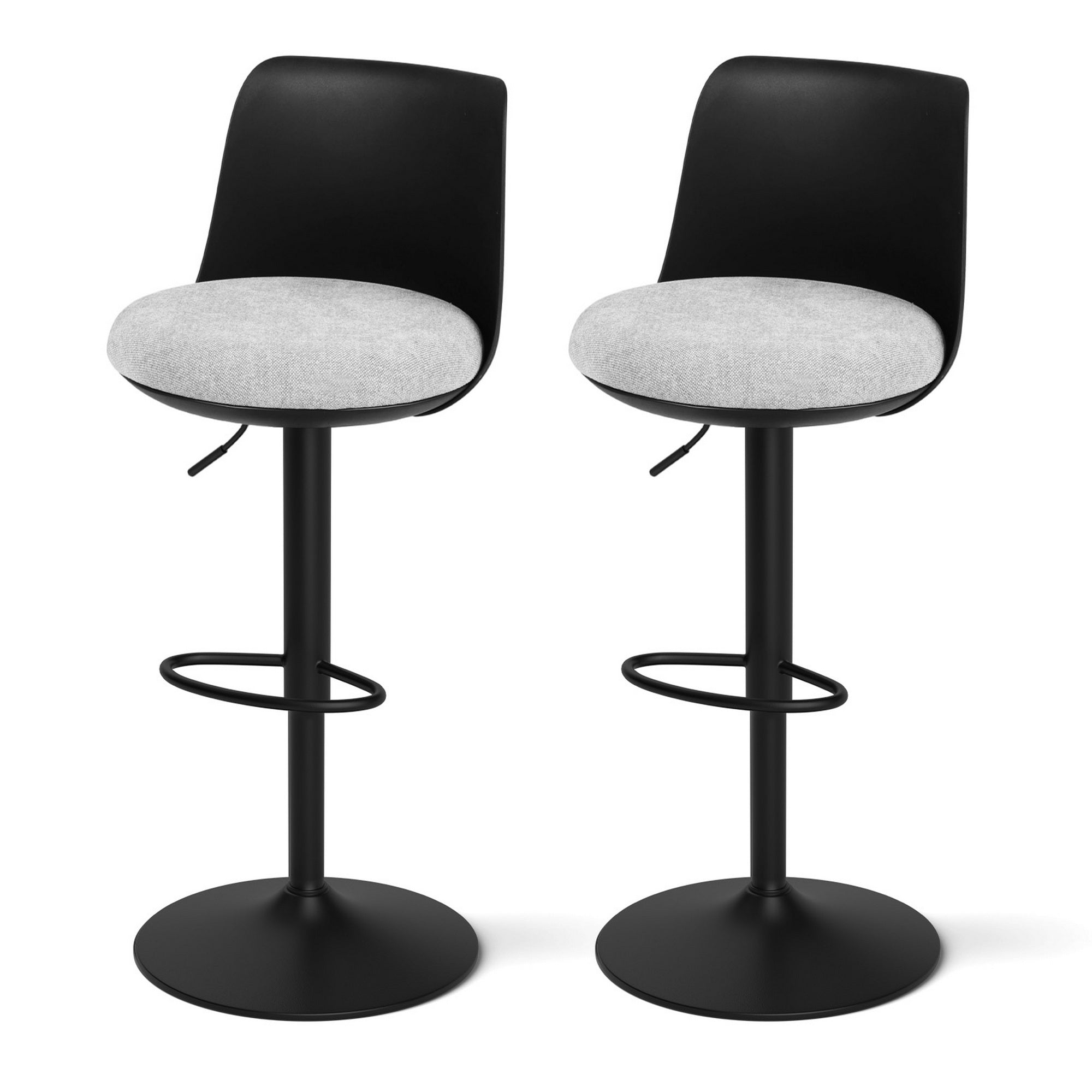 Artiss 2x Bar Stools Kitchen Swivel Gas Lift Counter Dining Chair Curved Black-Furniture > Bar Stools & Chairs > Table & Bar Stools-PEROZ Accessories
