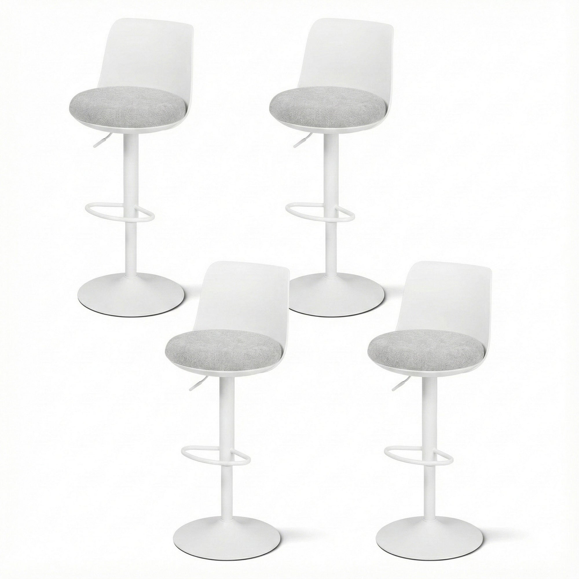 Artiss 4x Bar Stools Kitchen Swivel Gas Lift Counter Dining Chair Curved White-Furniture > Bar Stools & Chairs > Table & Bar Stools-PEROZ Accessories