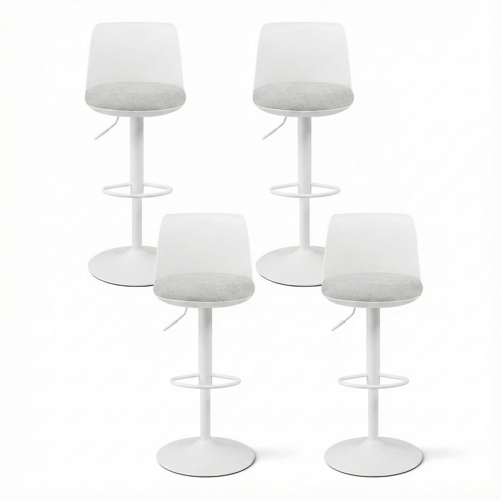 Artiss 4x Bar Stools Kitchen Swivel Gas Lift Counter Dining Chair Curved White-Furniture > Bar Stools & Chairs > Table & Bar Stools-PEROZ Accessories