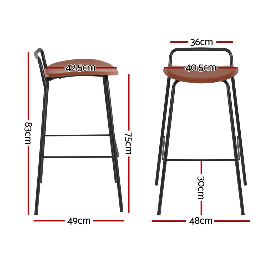 2x Artiss Bar Stools Kitchen Counter Stools Metal Brown-Furniture > Bar Stools & Chairs > Table & Bar Stools-PEROZ Accessories