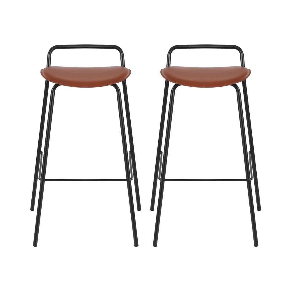 2x Artiss Bar Stools Kitchen Counter Stools Metal Brown-Furniture > Bar Stools & Chairs > Table & Bar Stools-PEROZ Accessories