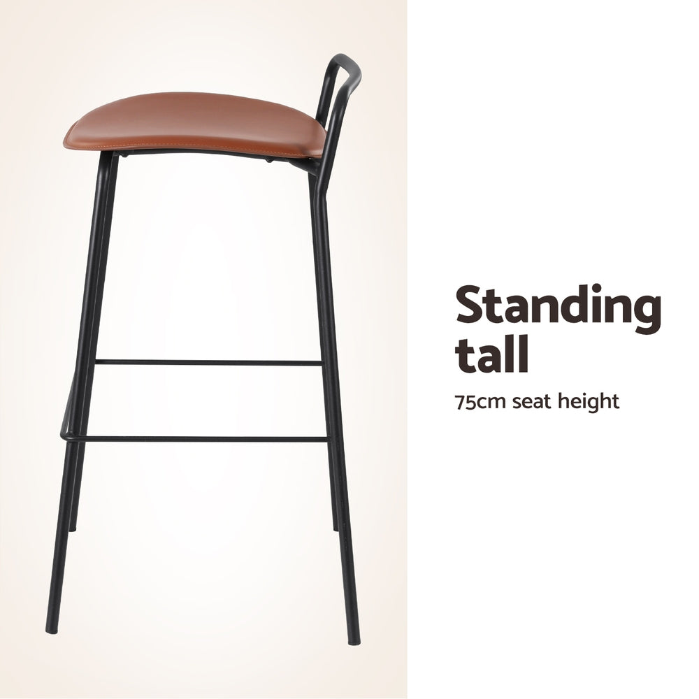 2x Artiss Bar Stools Kitchen Counter Stools Metal Brown-Furniture > Bar Stools & Chairs > Table & Bar Stools-PEROZ Accessories