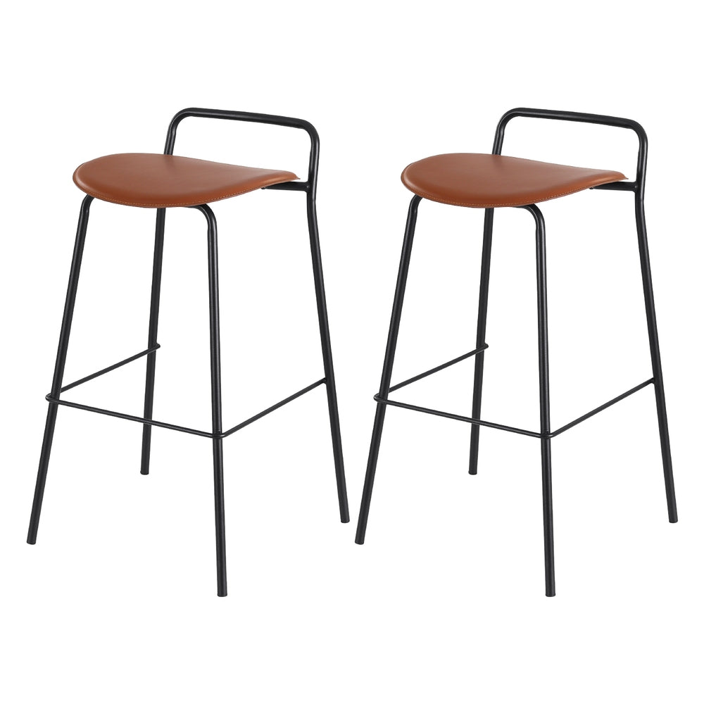 2x Artiss Bar Stools Kitchen Counter Stools Metal Brown-Furniture > Bar Stools & Chairs > Table & Bar Stools-PEROZ Accessories