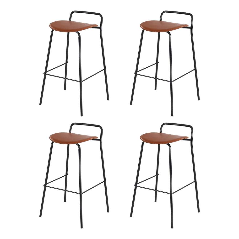 4x Artiss Bar Stools Kitchen Counter Dining Chair Metal Brown-Furniture > Bar Stools & Chairs > Table & Bar Stools-PEROZ Accessories