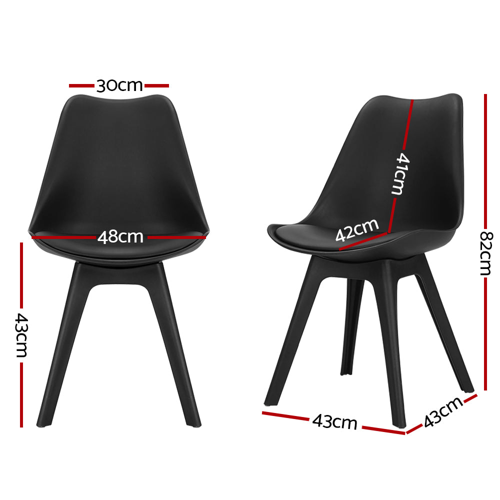 Artiss Dining Chairs Set of 4 Leather Plastic DSW Replica Black-Dining Chairs-PEROZ Accessories