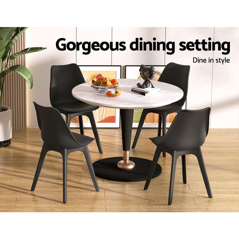 Artiss Dining Chairs Set of 4 Leather Plastic DSW Replica Black-Dining Chairs-PEROZ Accessories