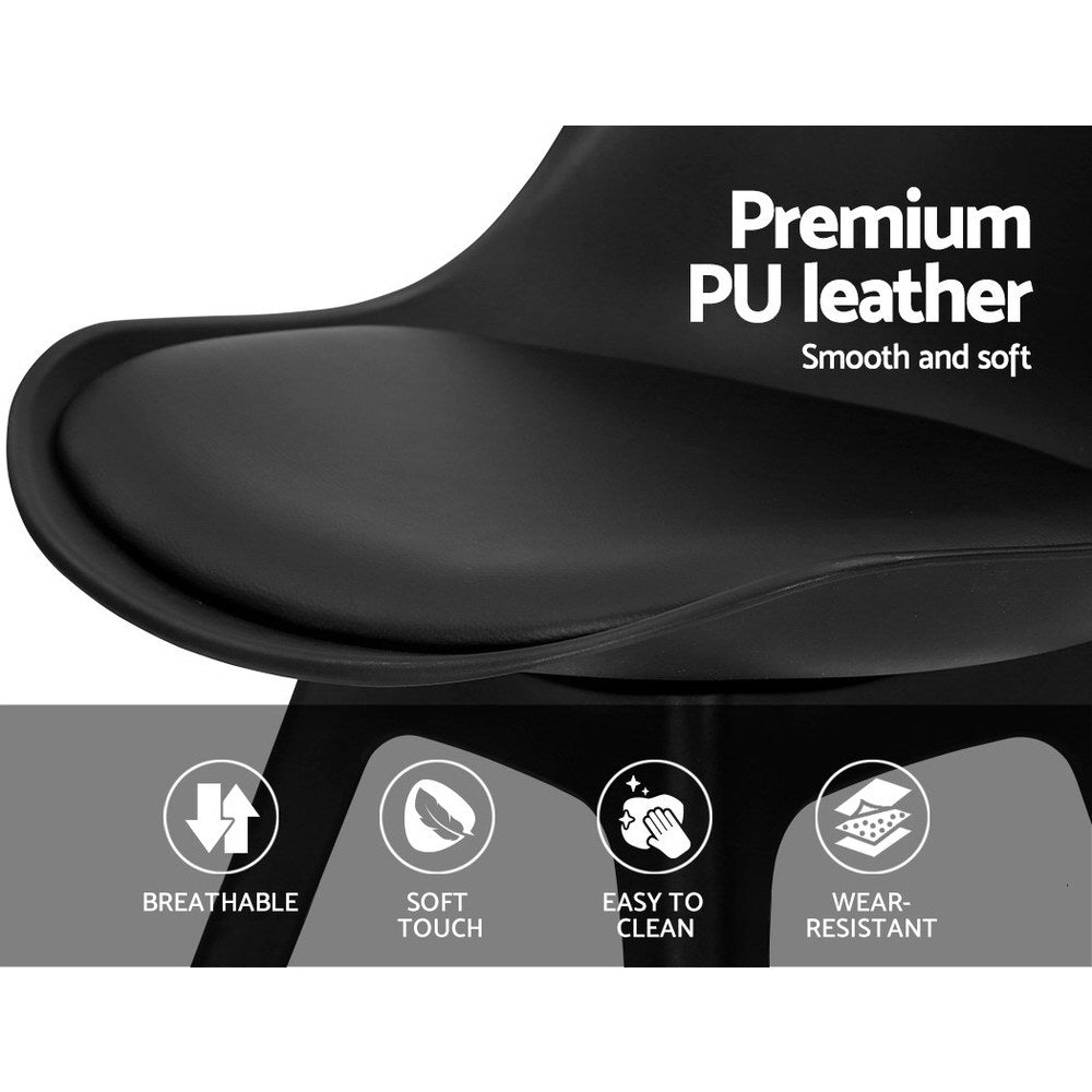 Artiss Dining Chairs Set of 4 Leather Plastic DSW Replica Black-Dining Chairs-PEROZ Accessories