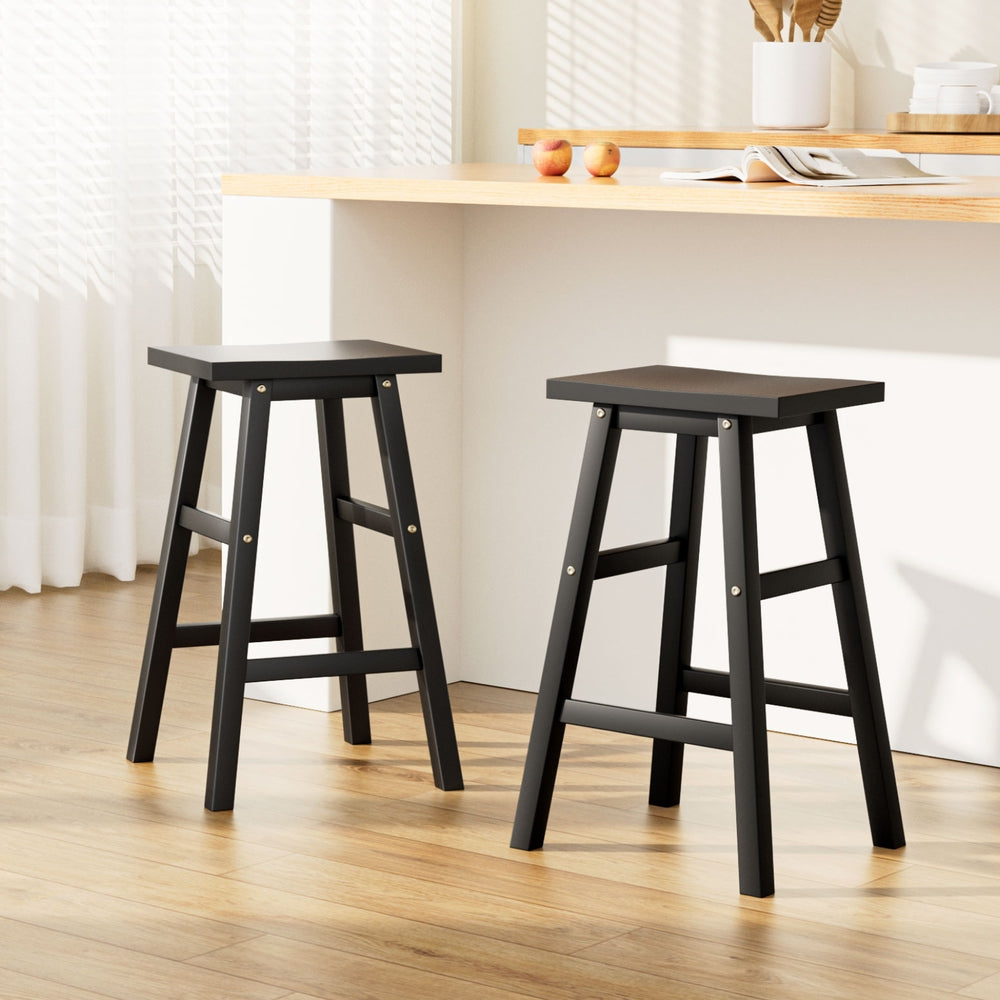 Artiss Bar Stools Kitchen Counter Stools Wooden Chairs Black x2-Bar Stools-PEROZ Accessories