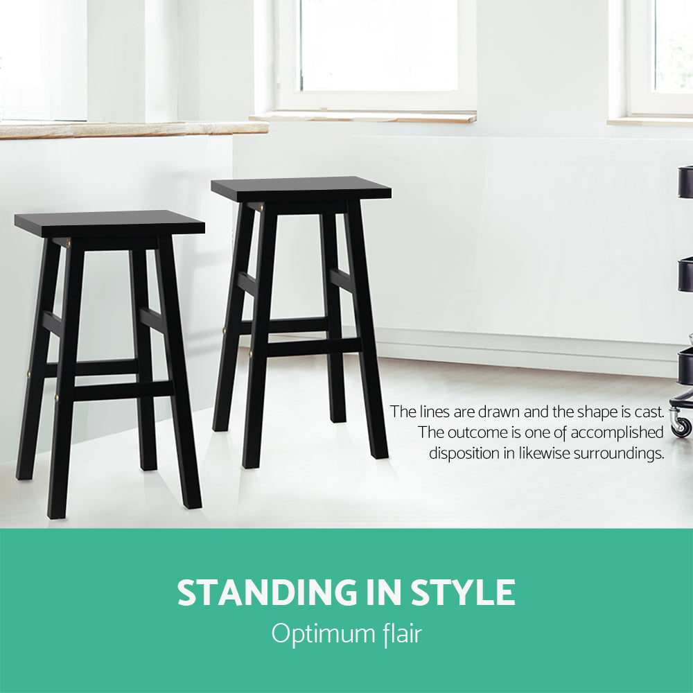 Artiss Bar Stools Kitchen Counter Stools Wooden Chairs Black x2-Bar Stools-PEROZ Accessories