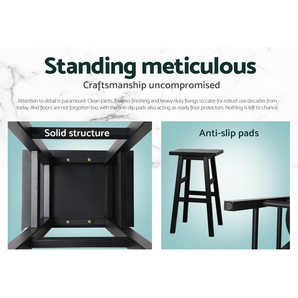 Artiss Bar Stools Kitchen Counter Stools Wooden Chairs Black x2-Bar Stools-PEROZ Accessories