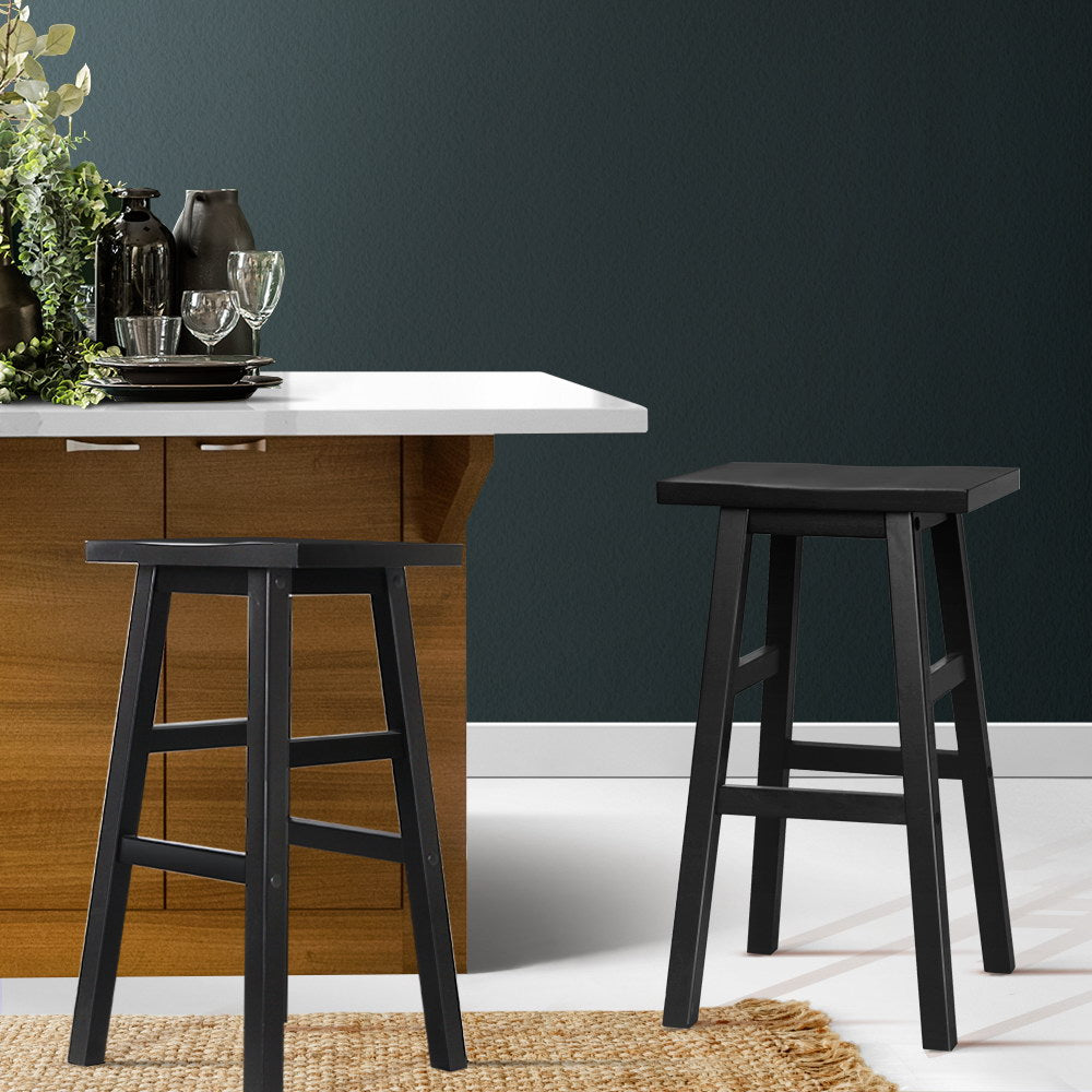 Artiss Bar Stools Kitchen Counter Stools Wooden Chairs Black x2-Bar Stools-PEROZ Accessories