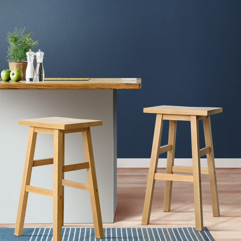 Artiss Bar Stools Kitchen Counter Stools Wooden Chairs Natural x2-Bar Stools-PEROZ Accessories