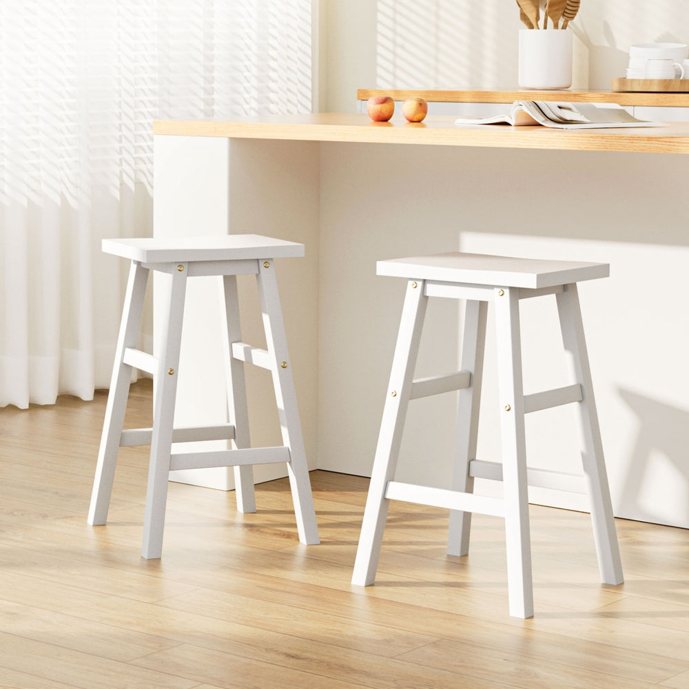 Artiss Bar Stools Kitchen Counter Stools Wooden Chairs White x2-Bar Stools-PEROZ Accessories