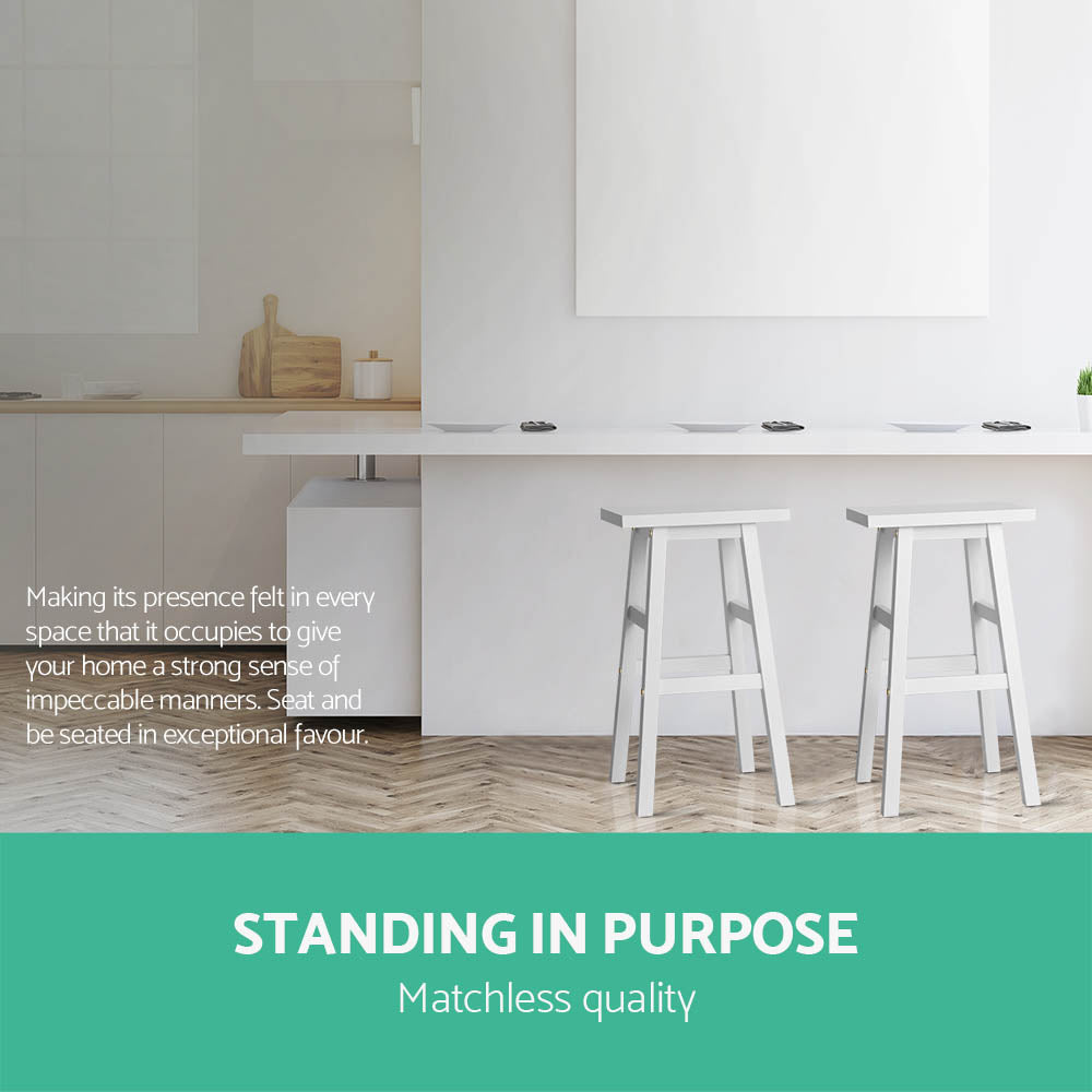 Artiss Bar Stools Kitchen Counter Stools Wooden Chairs White x2-Bar Stools-PEROZ Accessories