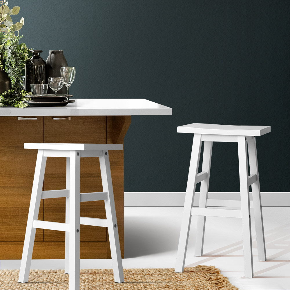 Artiss Bar Stools Kitchen Counter Stools Wooden Chairs White x2-Bar Stools-PEROZ Accessories