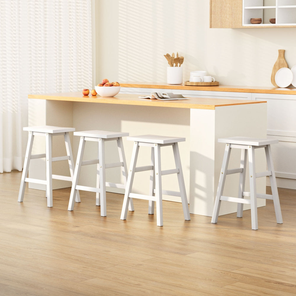 Artiss 4x Bar Stools Kitchen Chairs Wooden White-Furniture > Bar Stools & Chairs > Table & Bar Stools-PEROZ Accessories