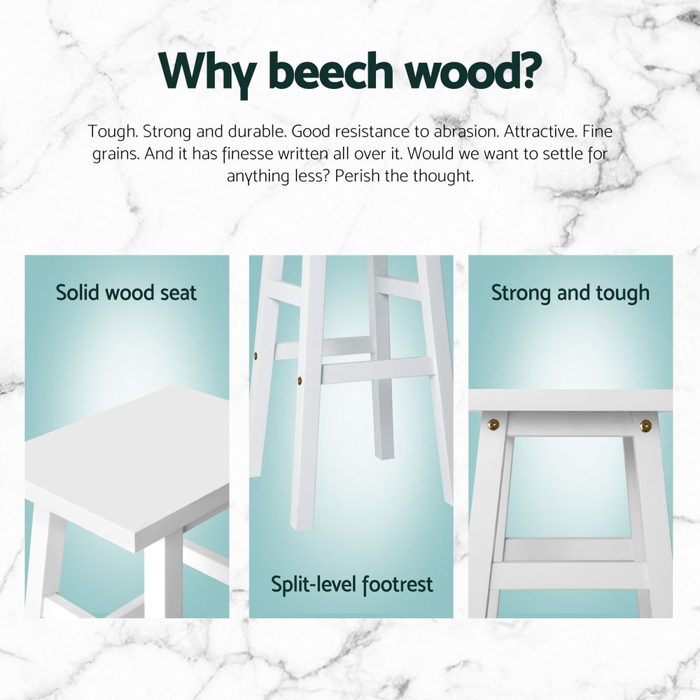 Artiss 4x Bar Stools Kitchen Chairs Wooden White-Furniture > Bar Stools & Chairs > Table & Bar Stools-PEROZ Accessories