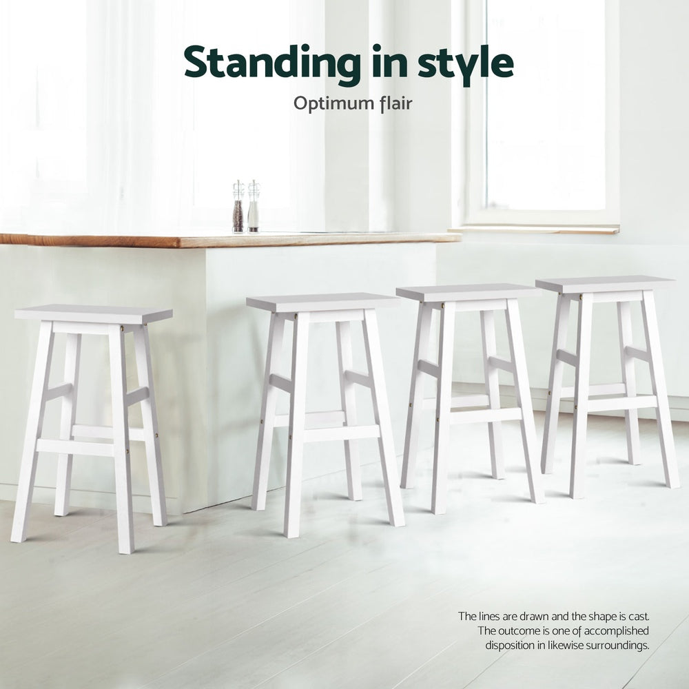 Artiss 4x Bar Stools Kitchen Chairs Wooden White-Furniture > Bar Stools & Chairs > Table & Bar Stools-PEROZ Accessories