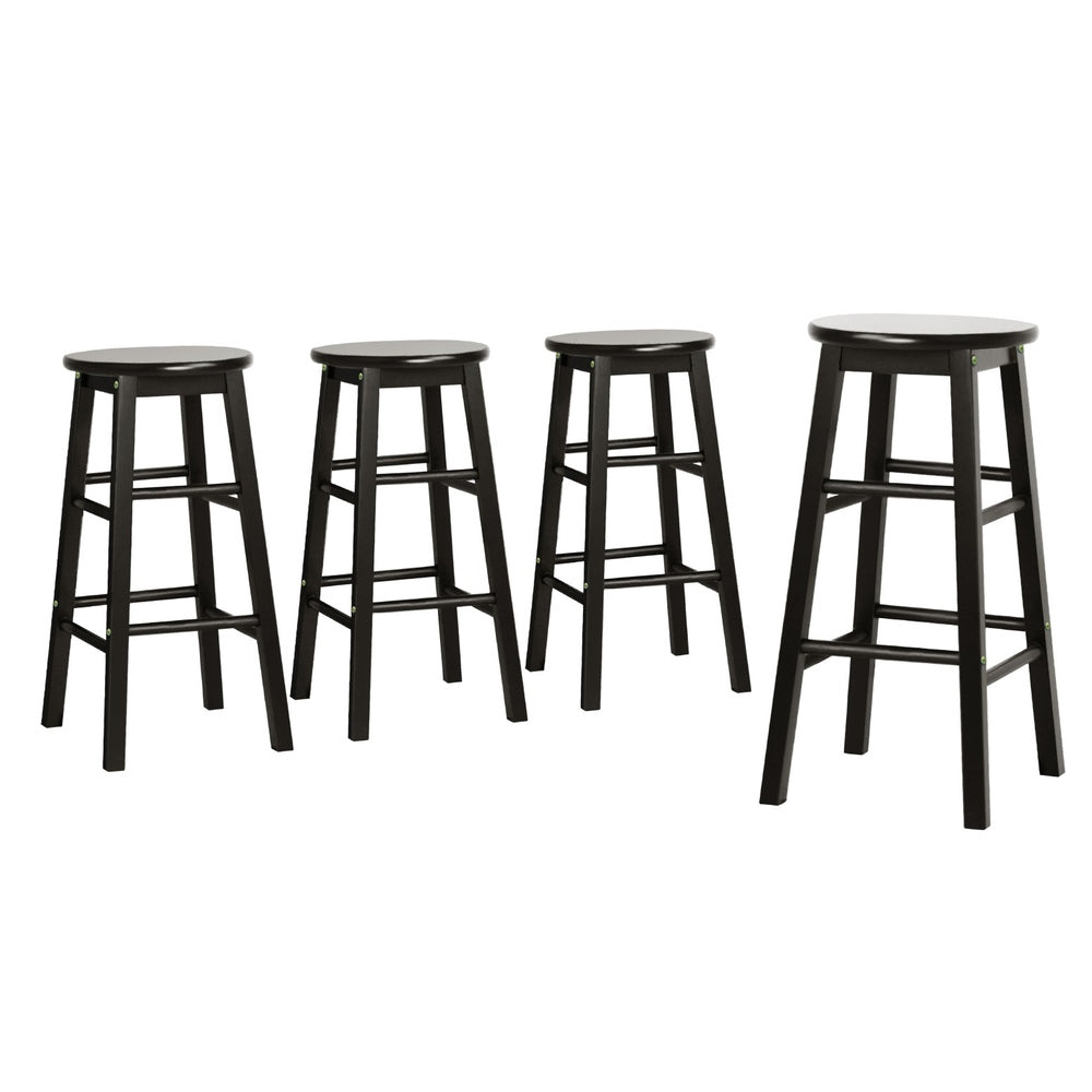 Artiss 4x Bar Stools Round Chairs Wooden Black-Furniture > Bar Stools & Chairs > Table & Bar Stools-PEROZ Accessories