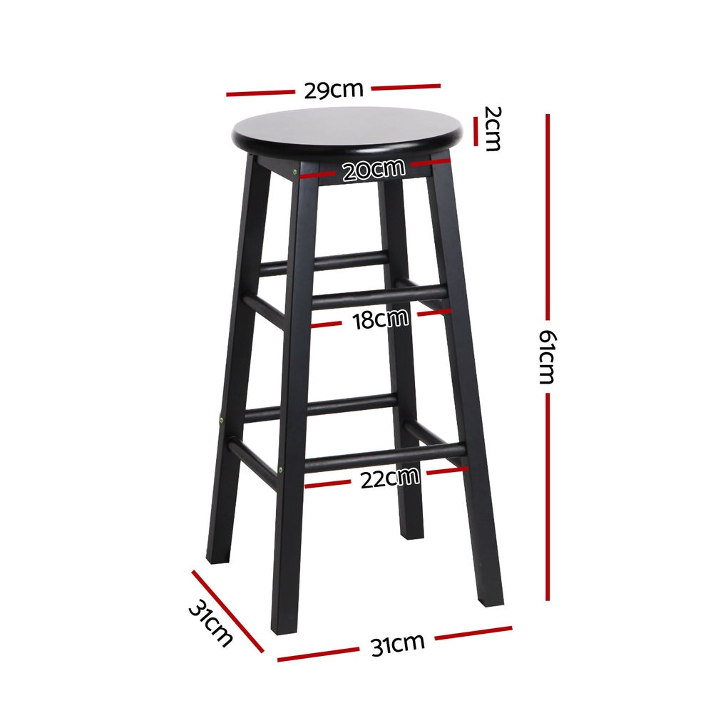 Artiss 4x Bar Stools Round Chairs Wooden Black-Furniture > Bar Stools & Chairs > Table & Bar Stools-PEROZ Accessories