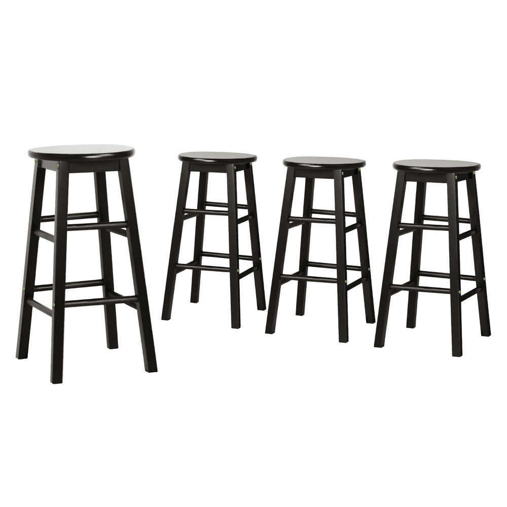 Artiss 4x Bar Stools Round Chairs Wooden Black-Furniture > Bar Stools & Chairs > Table & Bar Stools-PEROZ Accessories