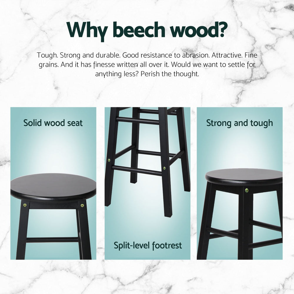 Artiss 4x Bar Stools Round Chairs Wooden Black-Furniture > Bar Stools & Chairs > Table & Bar Stools-PEROZ Accessories