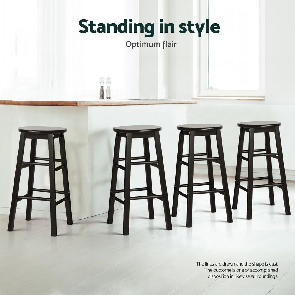 Artiss 4x Bar Stools Round Chairs Wooden Black-Furniture > Bar Stools & Chairs > Table & Bar Stools-PEROZ Accessories
