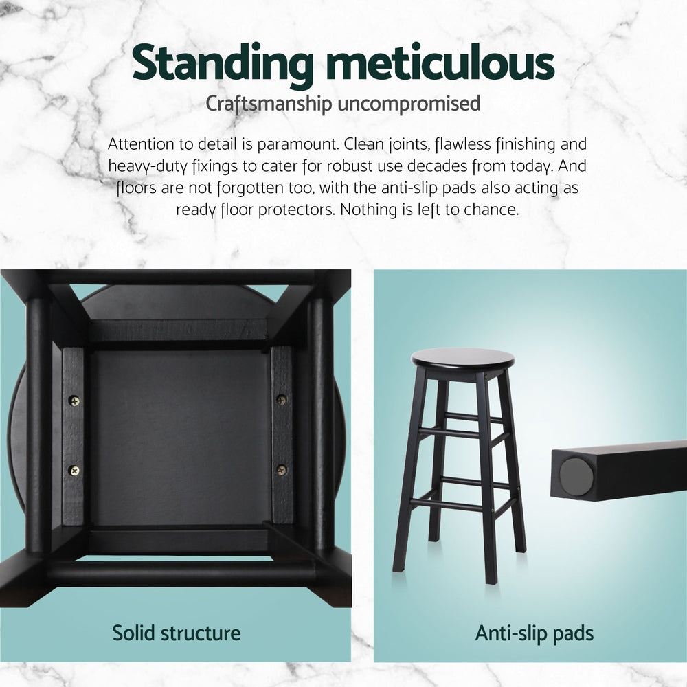 Artiss 4x Bar Stools Round Chairs Wooden Black-Furniture > Bar Stools & Chairs > Table & Bar Stools-PEROZ Accessories