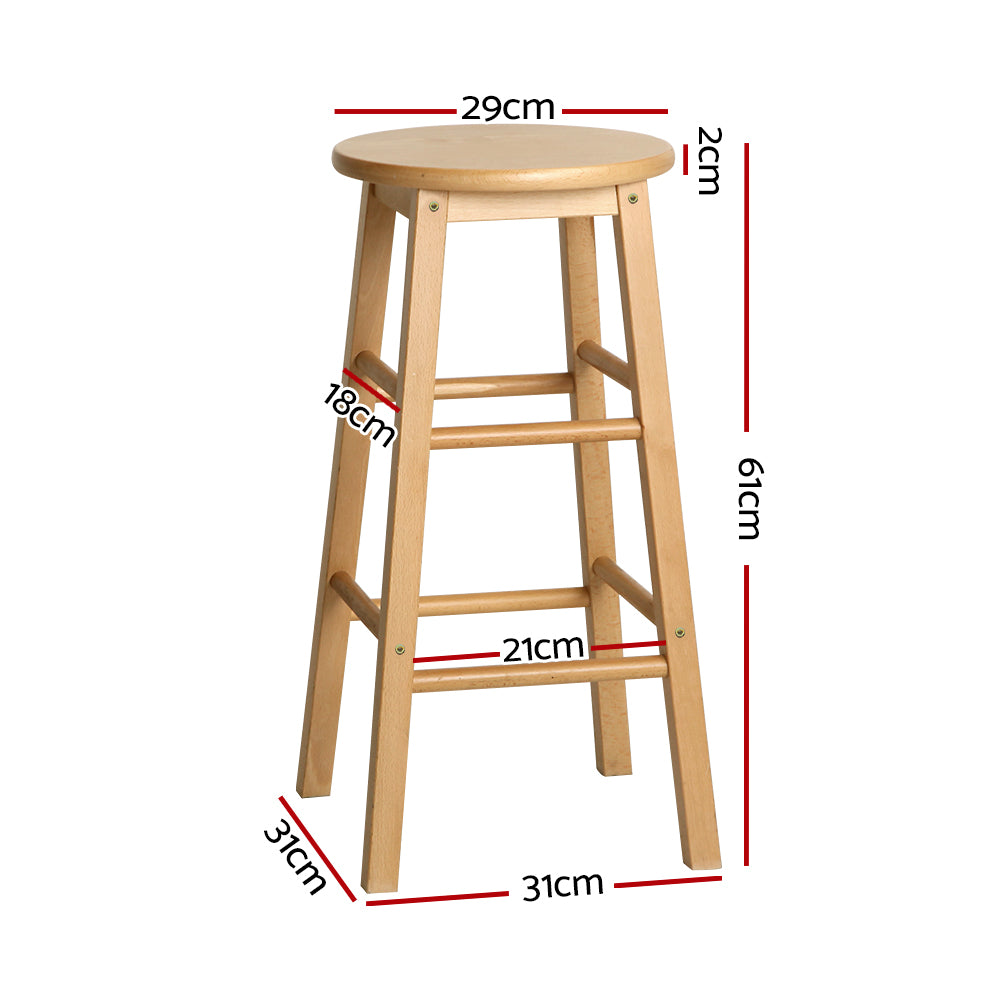 Artiss 2x Bar Stools Round Chairs Wooden Nature-Bar Stools-PEROZ Accessories
