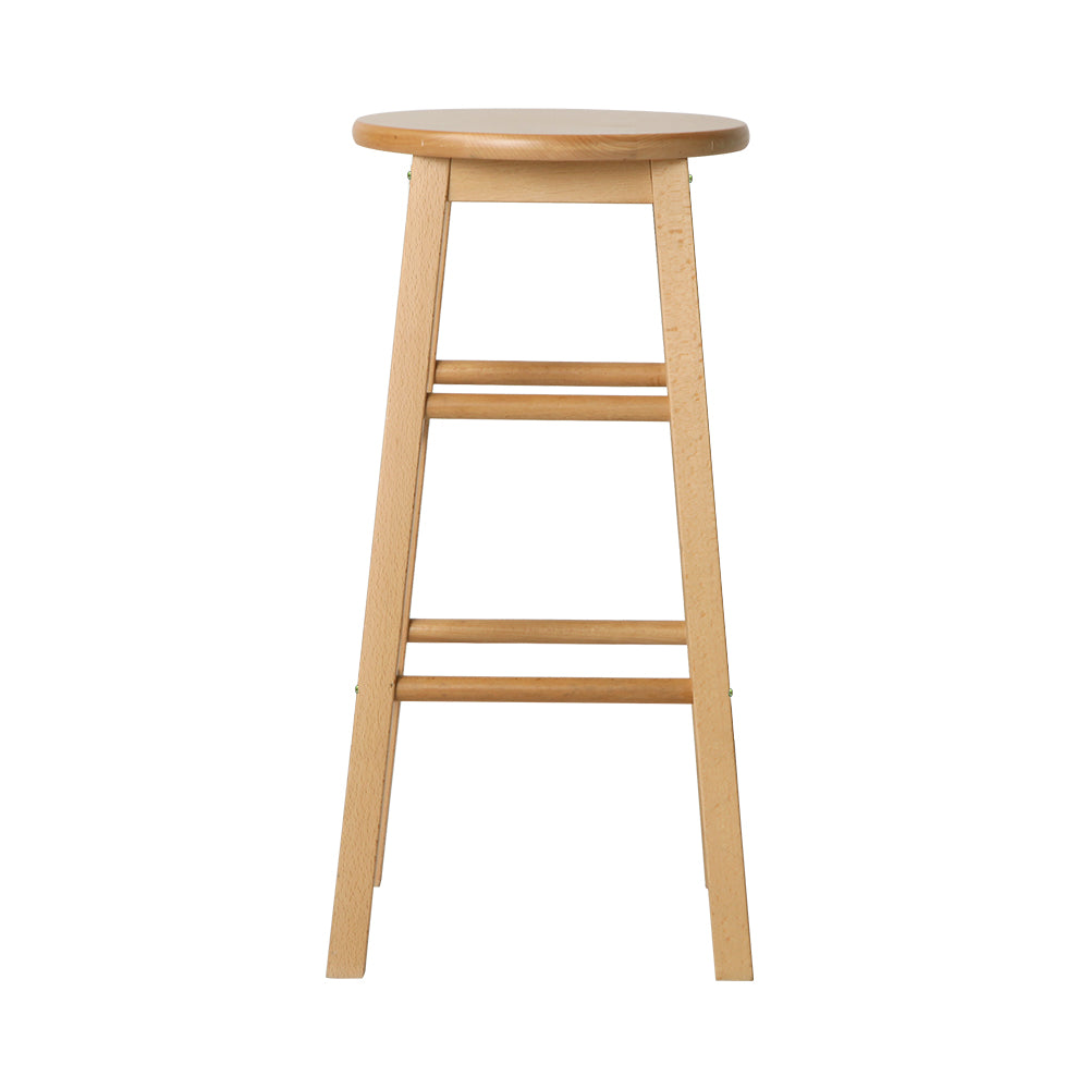 Artiss 2x Bar Stools Round Chairs Wooden Nature-Bar Stools-PEROZ Accessories