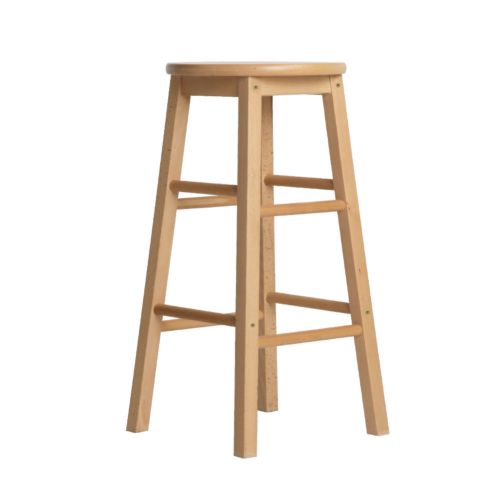 Artiss 2x Bar Stools Round Chairs Wooden Nature-Bar Stools-PEROZ Accessories