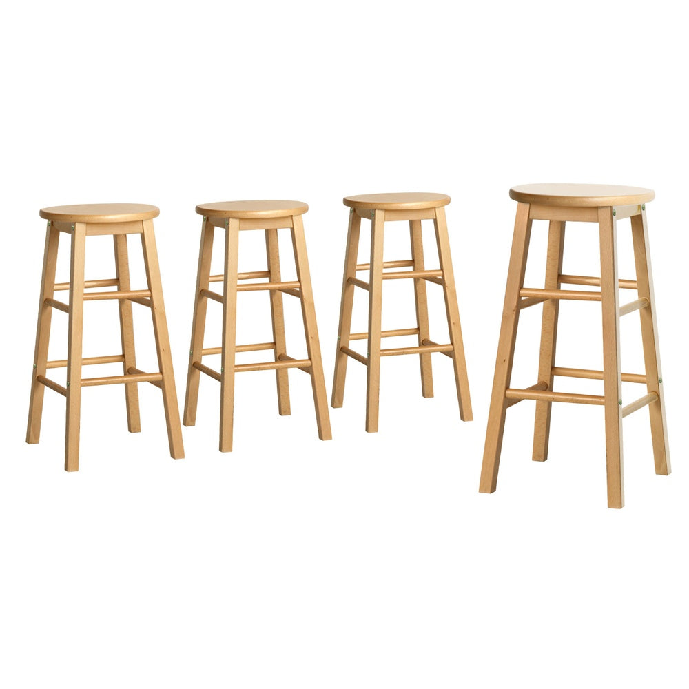 Artiss 4x Bar Stools Round Chairs Wooden Nature-Furniture > Bar Stools & Chairs > Table & Bar Stools-PEROZ Accessories
