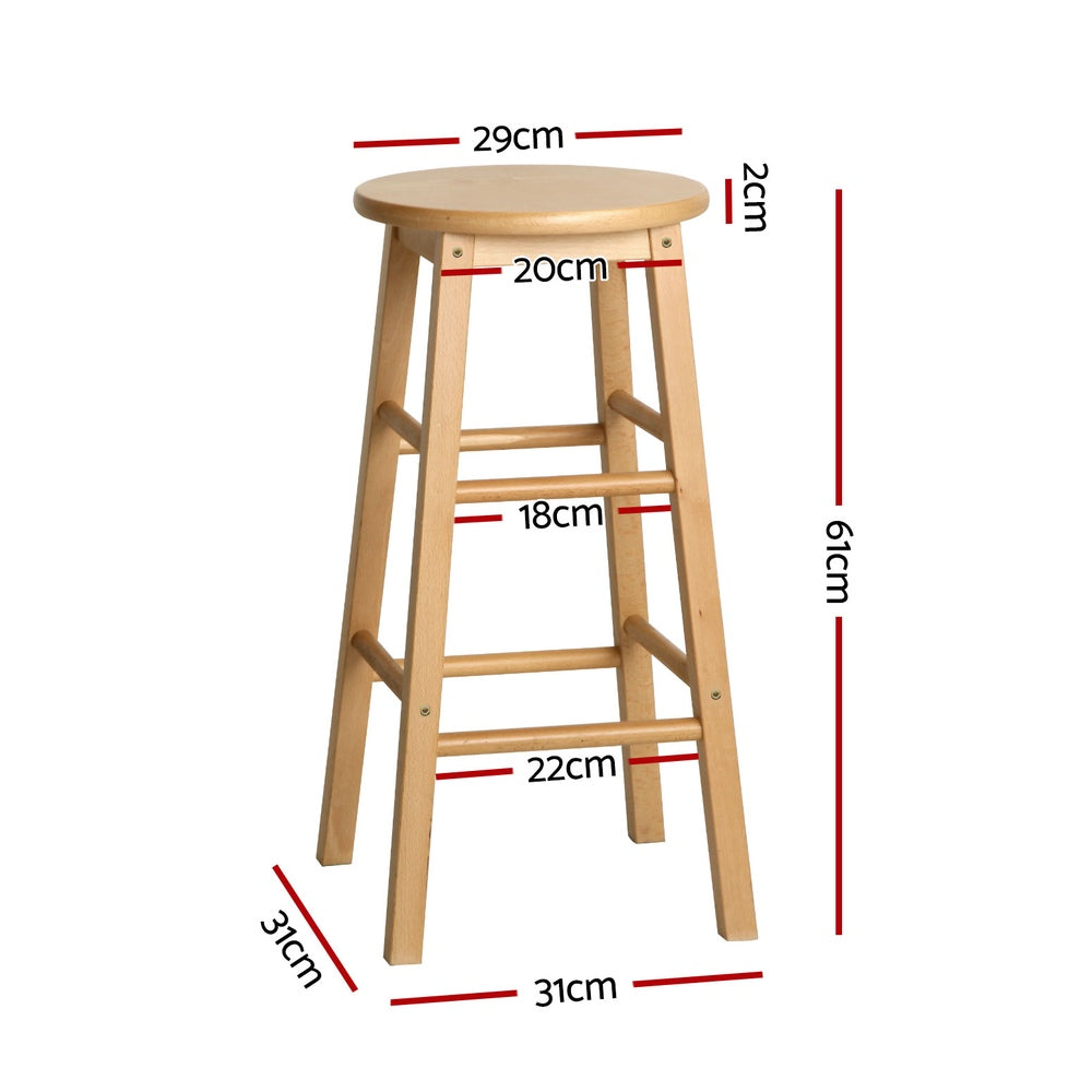 Artiss 4x Bar Stools Round Chairs Wooden Nature-Furniture > Bar Stools & Chairs > Table & Bar Stools-PEROZ Accessories