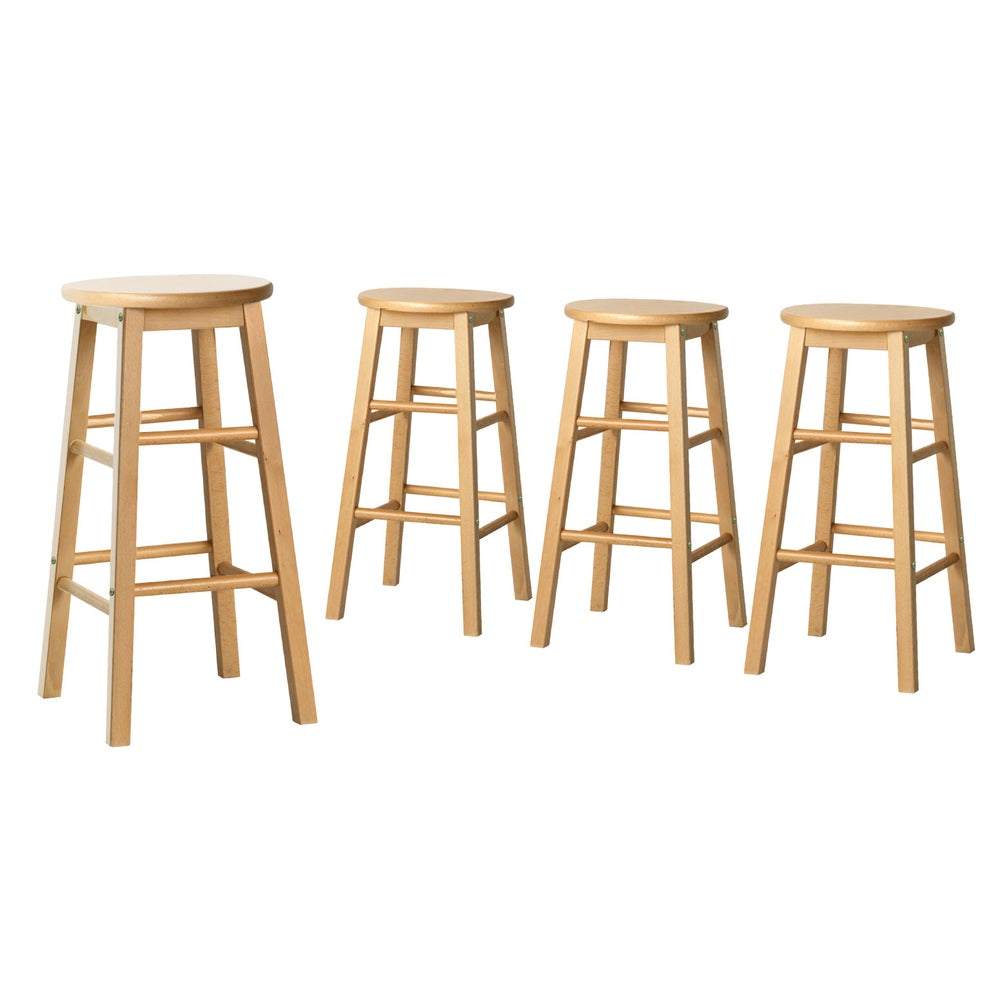 Artiss 4x Bar Stools Round Chairs Wooden Nature-Furniture > Bar Stools & Chairs > Table & Bar Stools-PEROZ Accessories