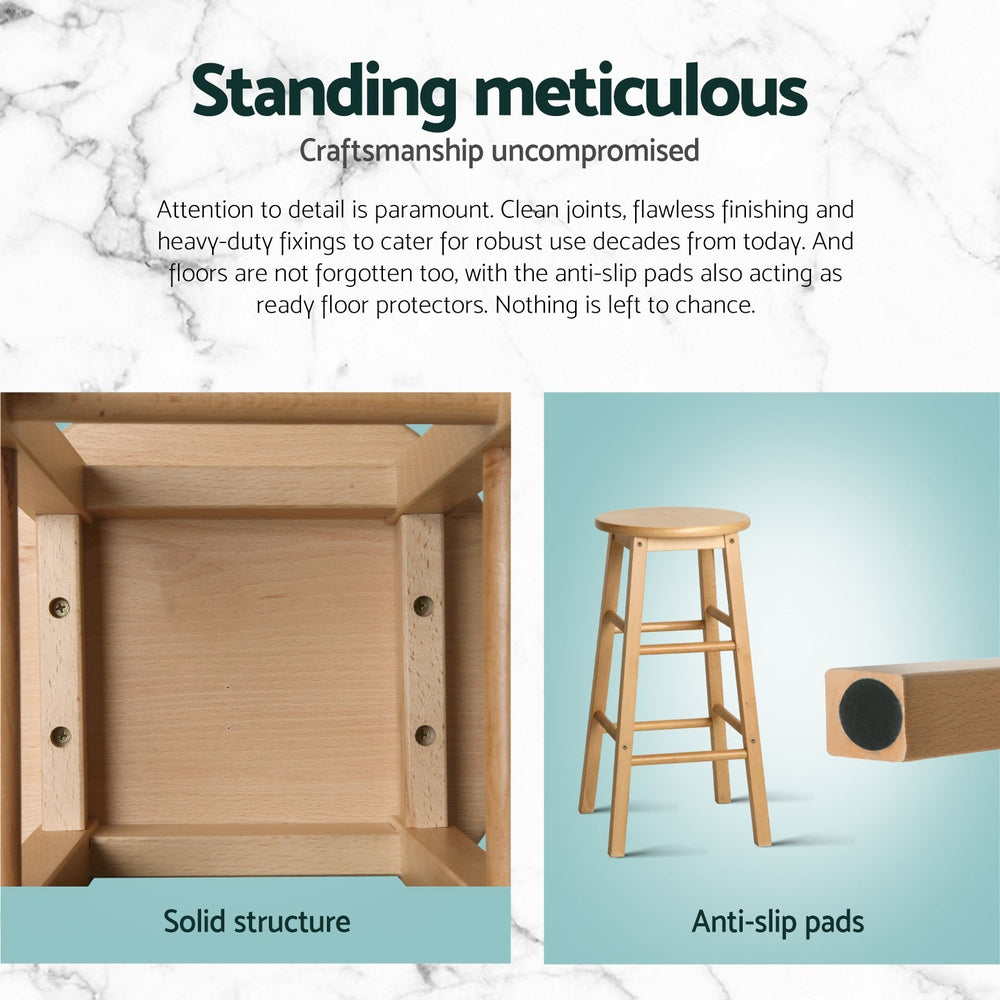 Artiss 4x Bar Stools Round Chairs Wooden Nature-Furniture > Bar Stools & Chairs > Table & Bar Stools-PEROZ Accessories