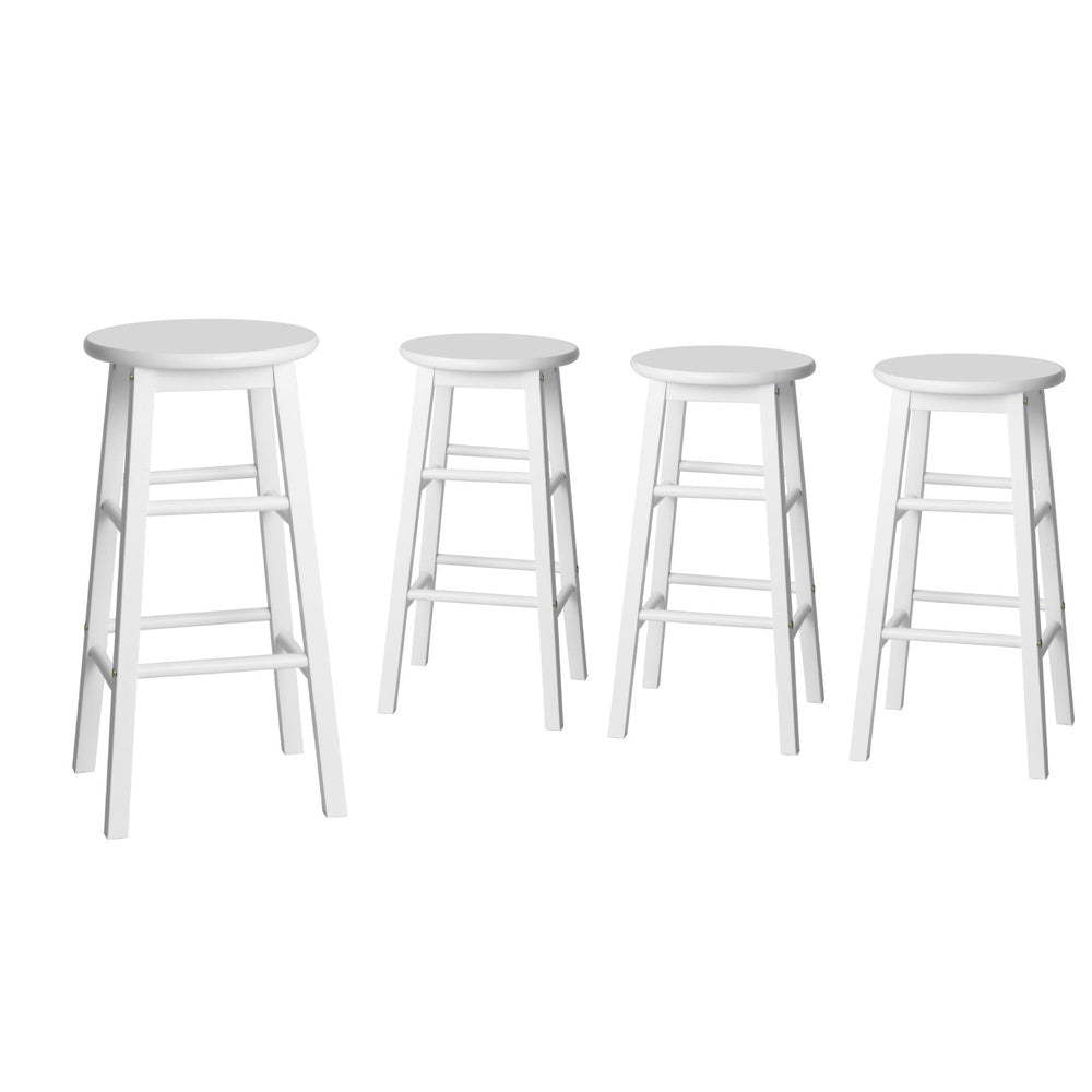 Artiss 4x Bar Stools Round Chairs Wooden White-Furniture > Bar Stools & Chairs > Table & Bar Stools-PEROZ Accessories