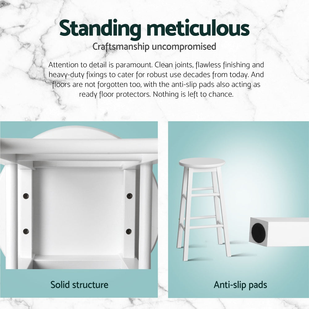 Artiss 4x Bar Stools Round Chairs Wooden White-Furniture > Bar Stools & Chairs > Table & Bar Stools-PEROZ Accessories