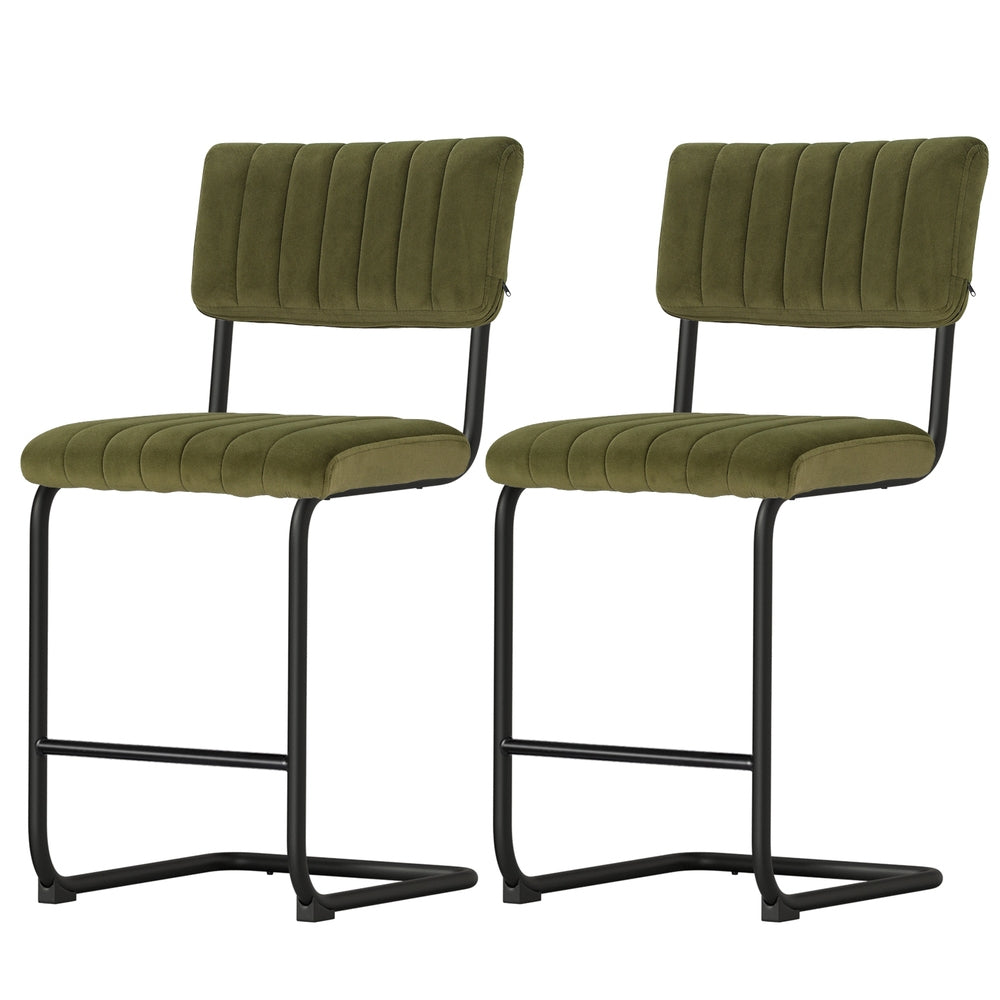 Artiss 2x Bar Stools Velvet Chairs Green-Furniture > Bar Stools & Chairs-PEROZ Accessories