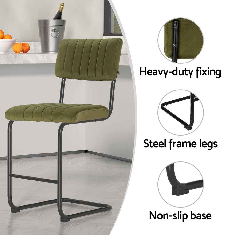 Artiss 2x Bar Stools Velvet Chairs Green-Furniture > Bar Stools & Chairs-PEROZ Accessories