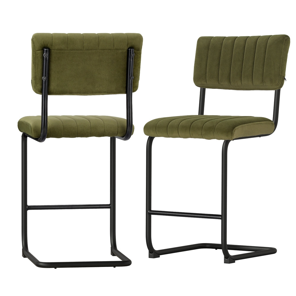 Artiss 2x Bar Stools Velvet Chairs Green-Furniture > Bar Stools & Chairs-PEROZ Accessories